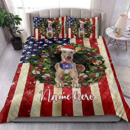 Greyhound Wearingmas Hat Wreath Bedding Set, Christmas Beddings, Xmas Bedding Sets
