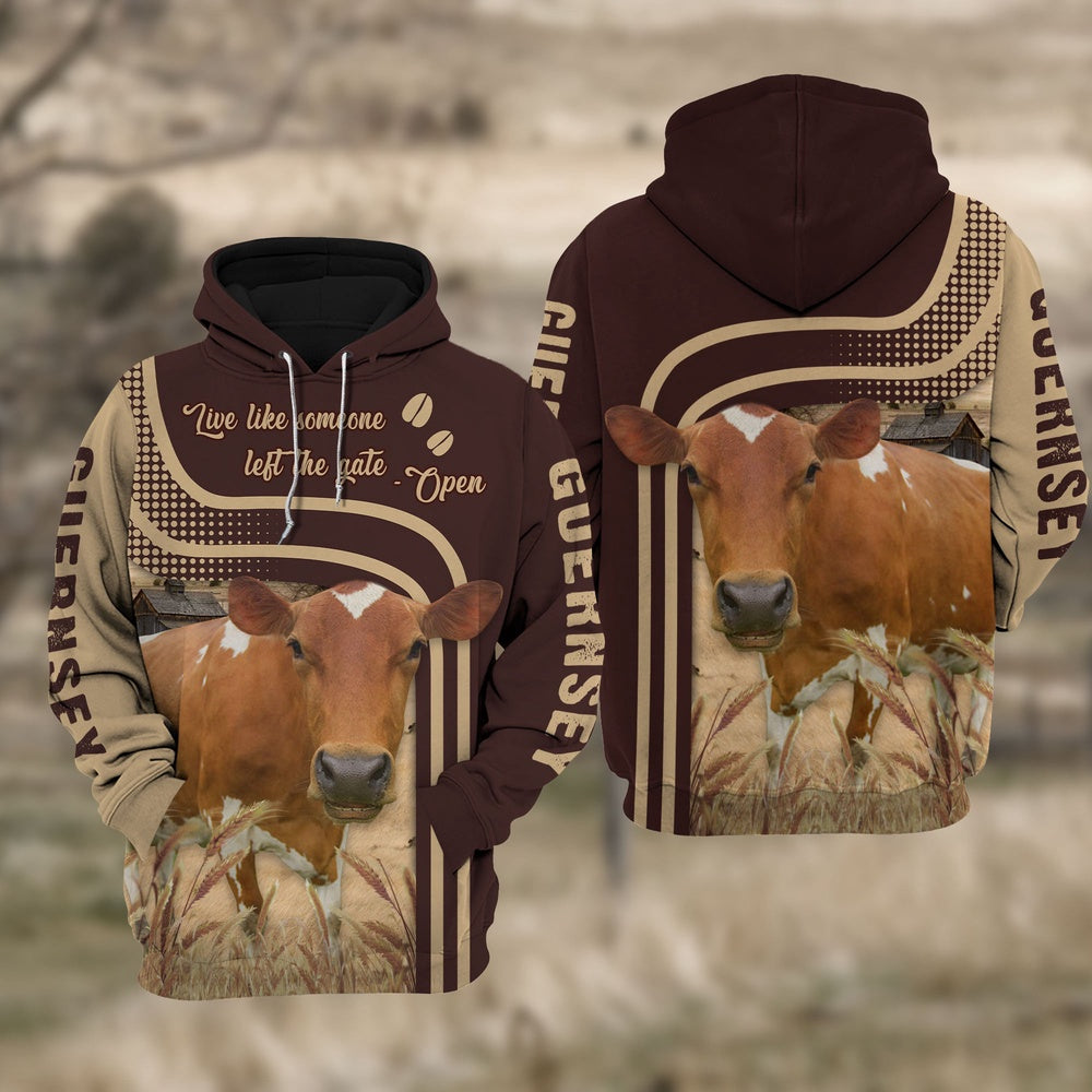 Guernsey Cattle Live Like Some One Hoodie, Farmer Hoodie, Farm Themed Shirts, Farm Tee Shirts