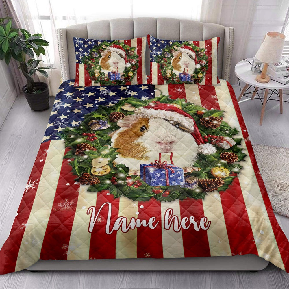 Guinea Pig Wearingmas Hat Wreath Bedding Set, Christmas Beddings, Xmas Bedding Sets