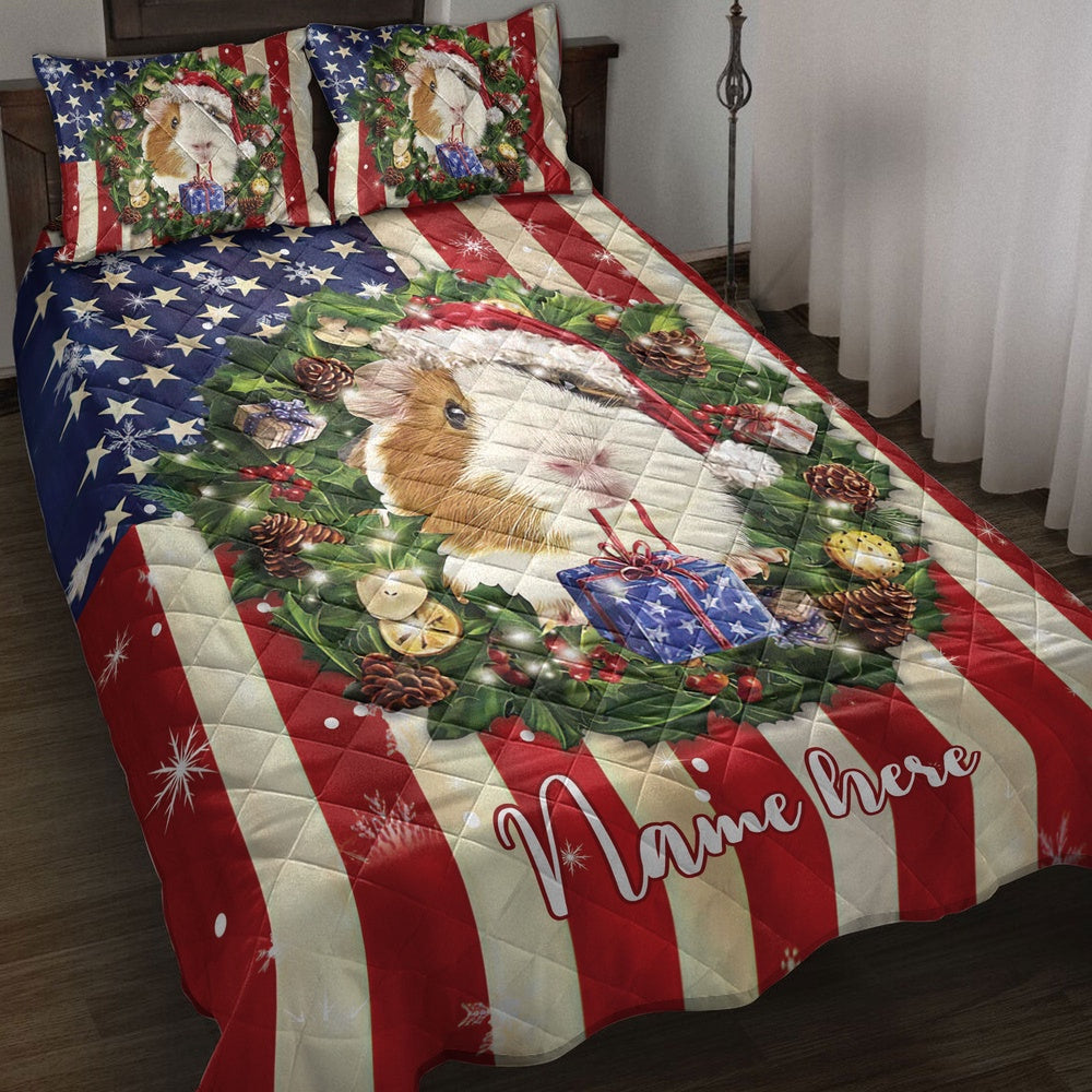 Guinea Pig Wearingmas Hat Wreath Bedding Set, Christmas Beddings, Xmas Bedding Sets