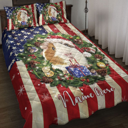 Guinea Pig Wearingmas Hat Wreath Bedding Set, Christmas Beddings, Xmas Bedding Sets