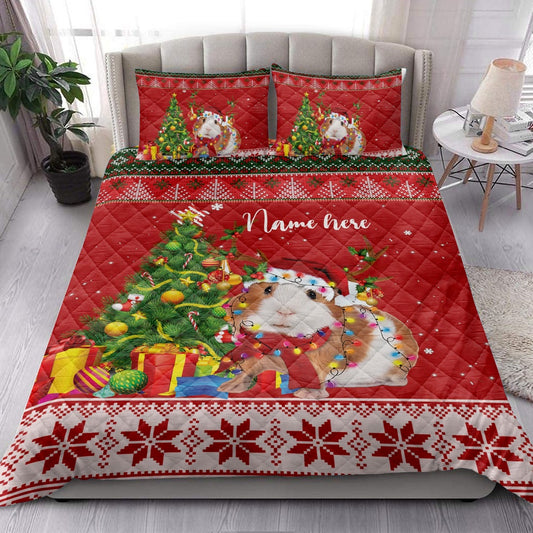 Guinea Pigmas Tree String Light Bedding Set, Christmas Beddings, Xmas Bedding Sets