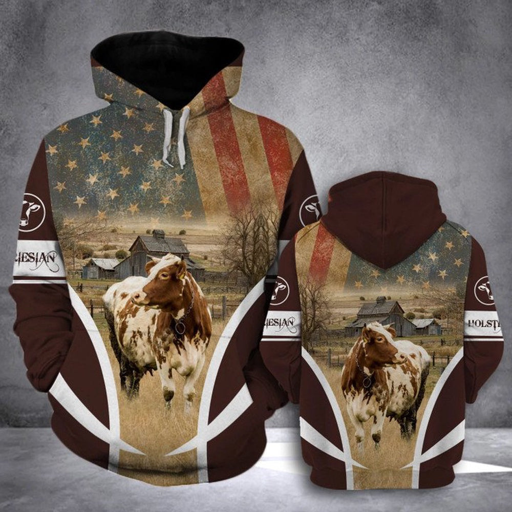 HOLSTEIN FRIESIAN CATTLE All Over Printed Hoodie, Farmer Hoodie, Farm Themed Shirts, Farm Tee Shirts