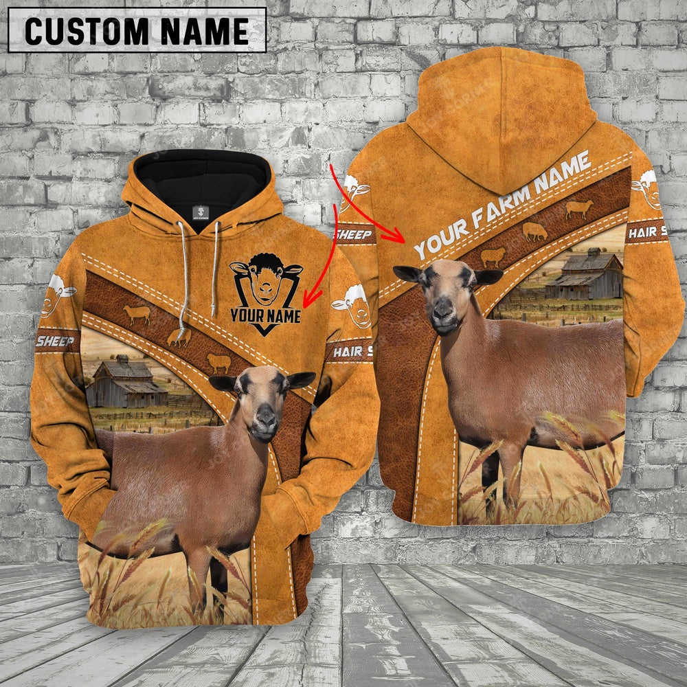 Hair Sheep Custom Name Printed Cattle 3D Hoodie, Farmer Hoodie, Custom Farm Shirts, Farmer T Shirt