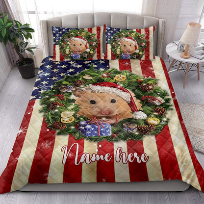 Hamster Wearingmas Hat Wreath Bedding Set, Christmas Beddings, Xmas Bedding Sets