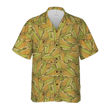 Hand Drawn Doodle Corn Cobs All Over Printed Hawaiian Shirt, Farm Hawaiian Shirt, Farmer Hawaii