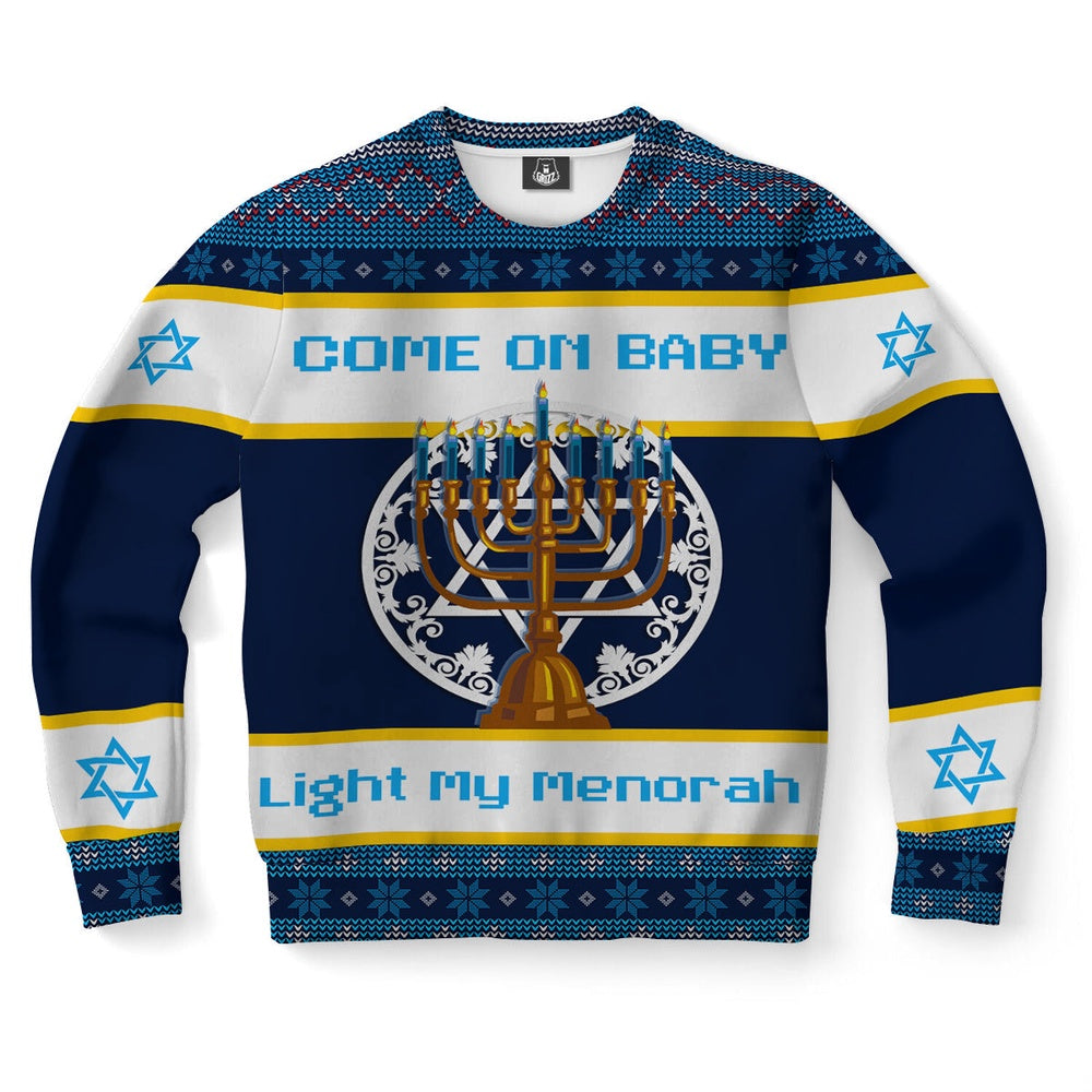 Hanukkah Come On Baby Light My Menorah Ugly Christmas Sweater, Christmas Ugly Sweater, Sweater Xmas, Ugly Sweater