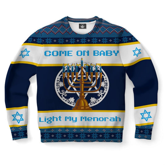 Hanukkah Come On Baby Light My Menorah Ugly Christmas Sweater, Christmas Ugly Sweater, Sweater Xmas, Ugly Sweater