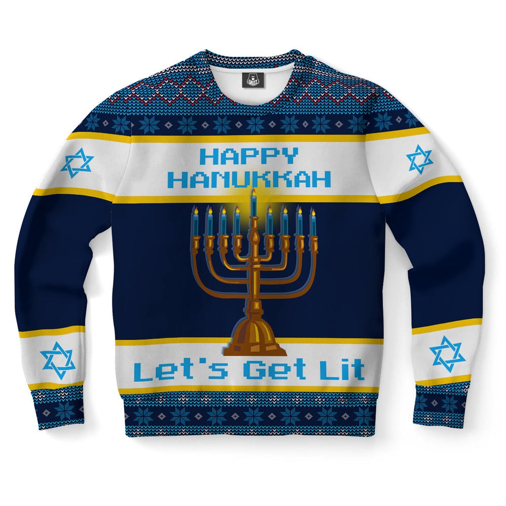 Hanukkah Let's Get Lit Ugly Christmas Sweater, Christmas Ugly Sweater, Sweater Xmas, Ugly Sweater
