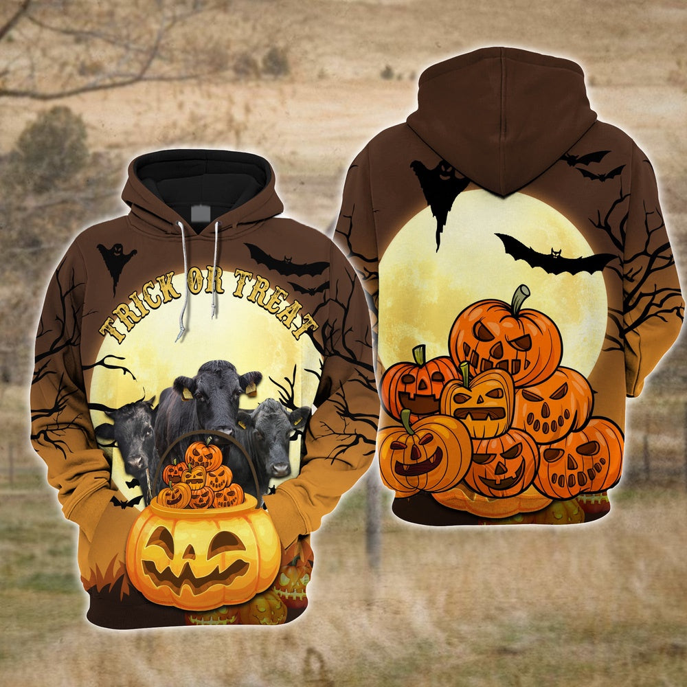Happiness Dexter Cattle Halloween Pattern Farm Personalized 3D Hoodie, Farmer Hoodie, Custom Farm Shirts, Farmer T Shirt