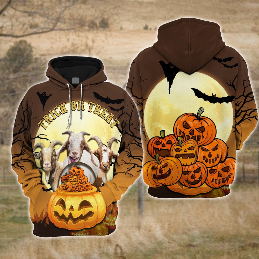 Happiness Goat Halloween Pattern Farm Personalized 3D Hoodie, Farmer Hoodie, Custom Farm Shirts, Farmer T Shirt