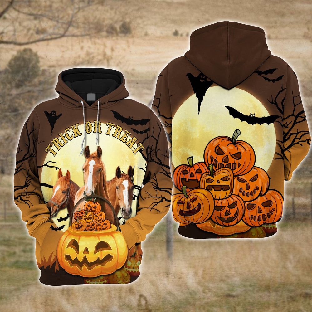 Happiness Horse Cattle Halloween Pattern Farm Personalized 3D Hoodie, Farmer Hoodie, Custom Farm Shirts, Farmer T Shirt