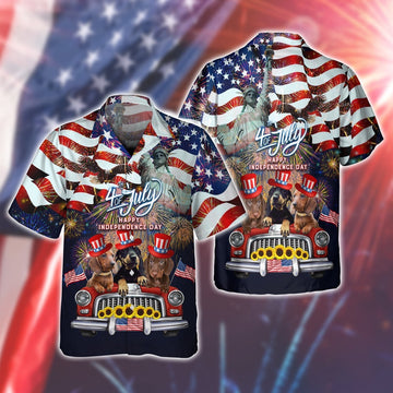 Happy 4TH Of July Dachshund All 3D Printed Hawaiian shirt, Farm Hawaiian Shirt, Farmer Hawaii