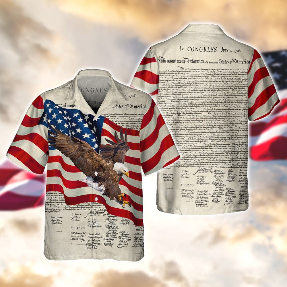 Happy 4TH Of July Proud Flying Eagle 2 All 3D Printed Hawaiian shirt, Farm Hawaiian Shirt, Farmer Hawaii