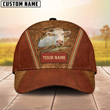 Happy Charolais No Horn Customized Name Cap, Farmer Cap, Cap For Farmers, Best Farm Hat, Farm Use Hat