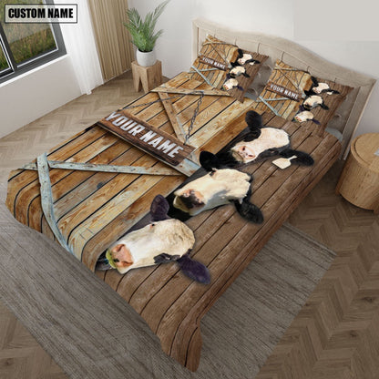 Happy Farm Black Baldy Wooden Door Bedding Set, Farm Bedding Set, Farmhouse Bedding Set