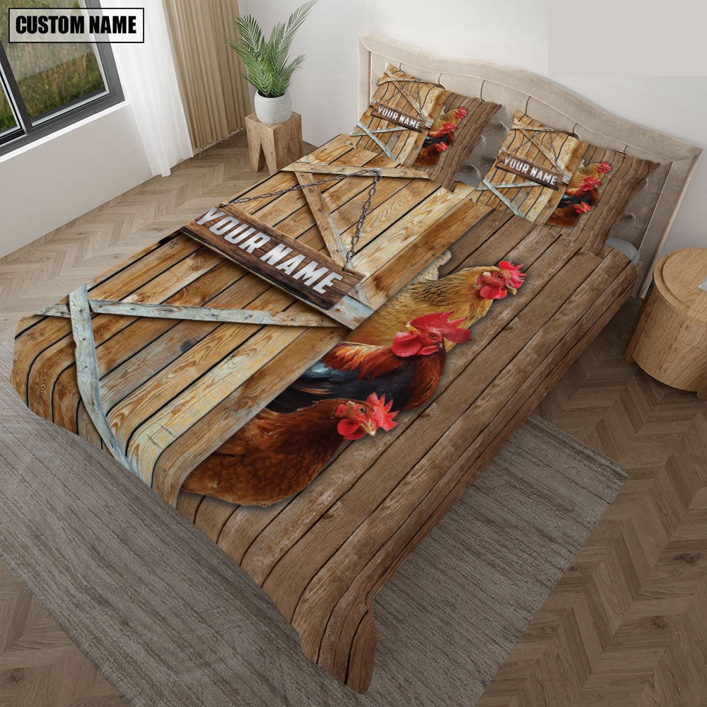 Happy Farm Chicken Wooden Door Bedding Set, Farm Bedding Set, Farmhouse Bedding Set
