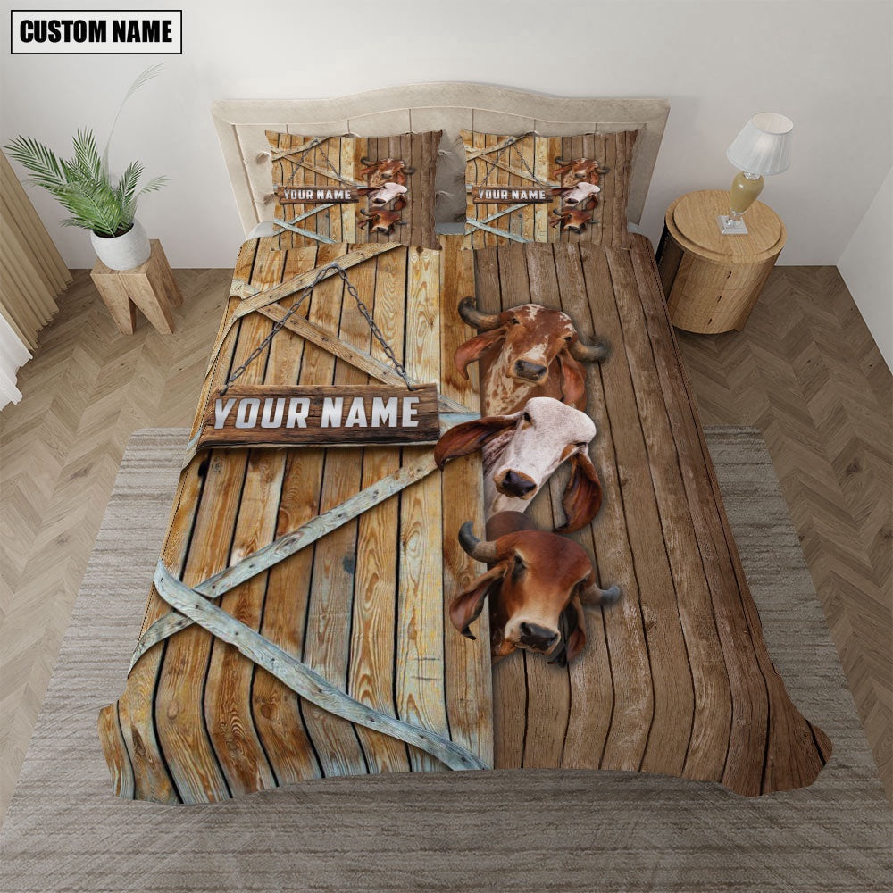 Happy Farm GYR Wooden Door Bedding Set, Farm Bedding Set, Farmhouse Bedding Set