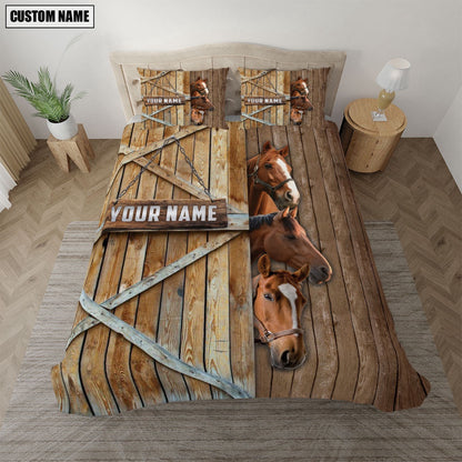 Happy Farm Horse Wooden Door Bedding Set, Farm Bedding Set, Farmhouse Bedding Set