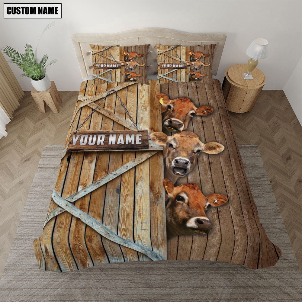 Happy Farm Jersey Wooden Door Bedding Set, Farm Bedding Set, Farmhouse Bedding Set