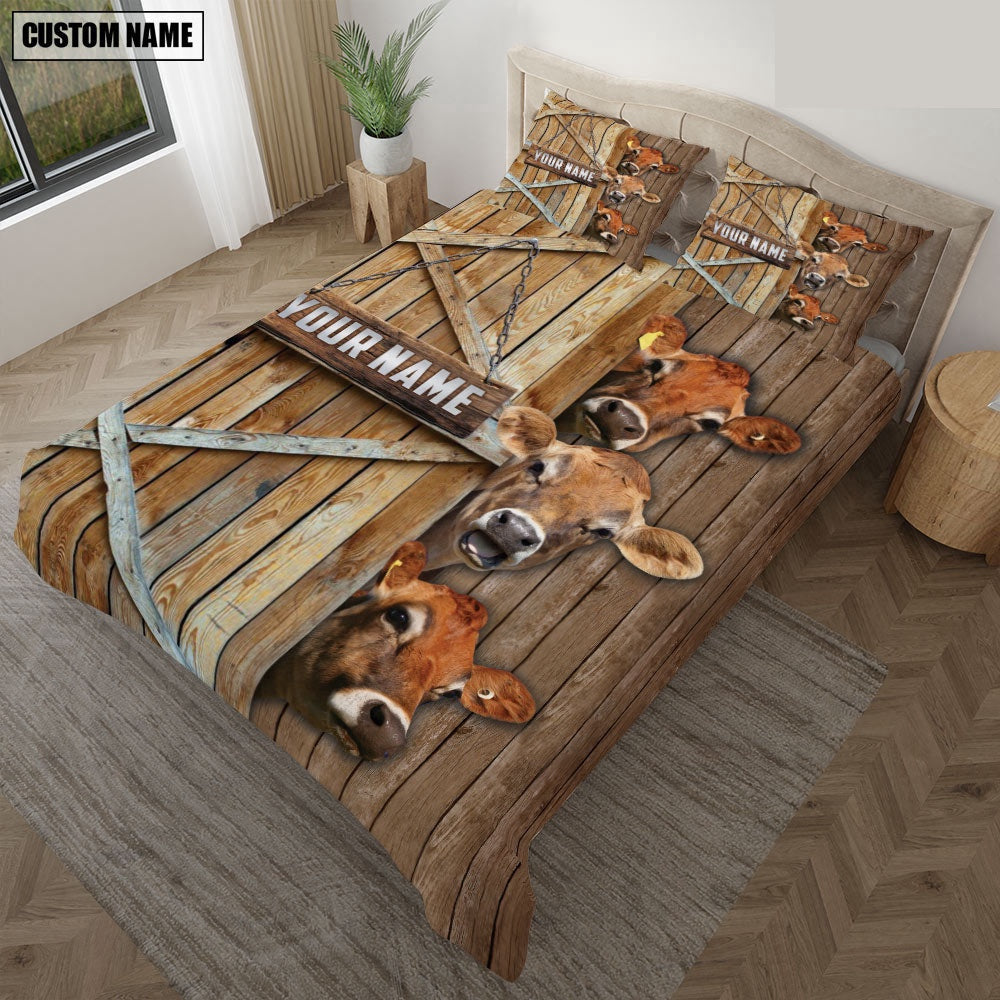 Happy Farm Jersey Wooden Door Bedding Set, Farm Bedding Set, Farmhouse Bedding Set