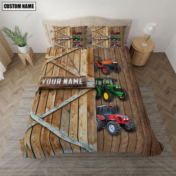 Happy Farm Tractor Wooden Door Bedding Set, Farm Bedding Set, Farmhouse Bedding Set