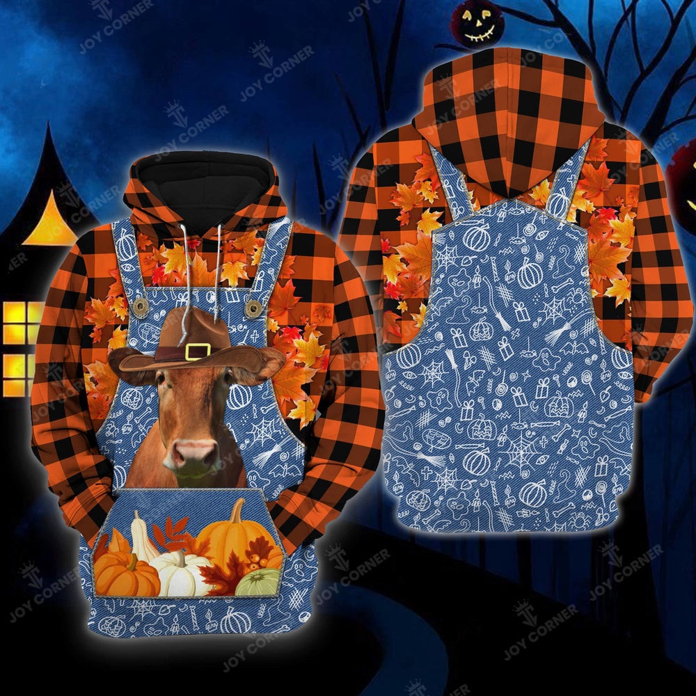 Happy Halloween Guernsey Orange Plaid All Printed 3D Shirt, Farmer Hoodie, Farm Themed Shirts, Farm Tee Shirts