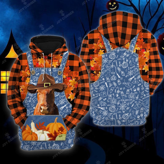 Happy Halloween Red Angus Orange Plaid All Printed 3D Shirt, Farmer Hoodie, Farm Themed Shirts, Farm Tee Shirts
