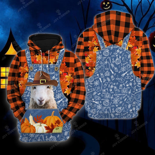 Happy Halloween Sheep Orange Plaid All Printed 3D Shirt, Farmer Hoodie, Farm Themed Shirts, Farm Tee Shirts
