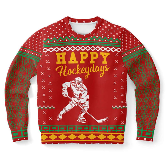 Happy Hockeydays Ugly Christmas Sweater, Christmas Ugly Sweater, Sweater Xmas, Ugly Sweater