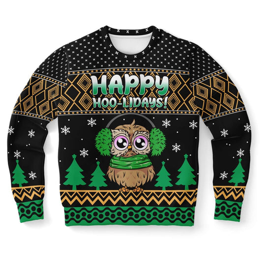 Happy Hoo-Lidays Owl Ugly Christmas Sweater, Christmas Ugly Sweater, Sweater Xmas, Ugly Sweater