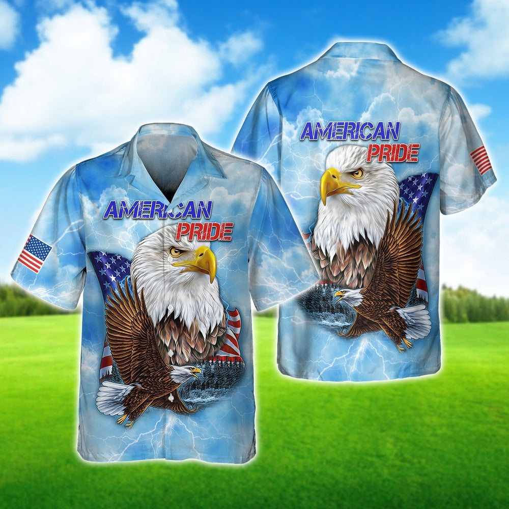 Happy Independence Day American Pride Eagle All 3D Printed Hawaiian shirt, Farm Hawaiian Shirt, Farmer Hawaii