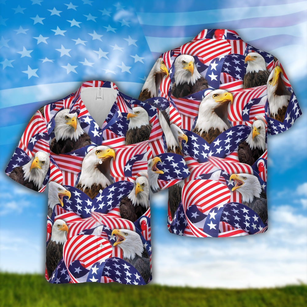 Happy Independence Day Eagles United States Flag All 3D Printed Hawaiian shirt, Farm Hawaiian Shirt, Farmer Hawaii