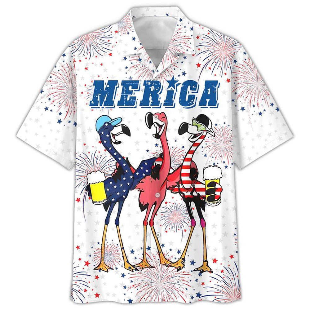 Happy Independence Day Flamingo Celebration Hawaiian Shirt, Farm Hawaiian Shirt, Farmer Hawaii