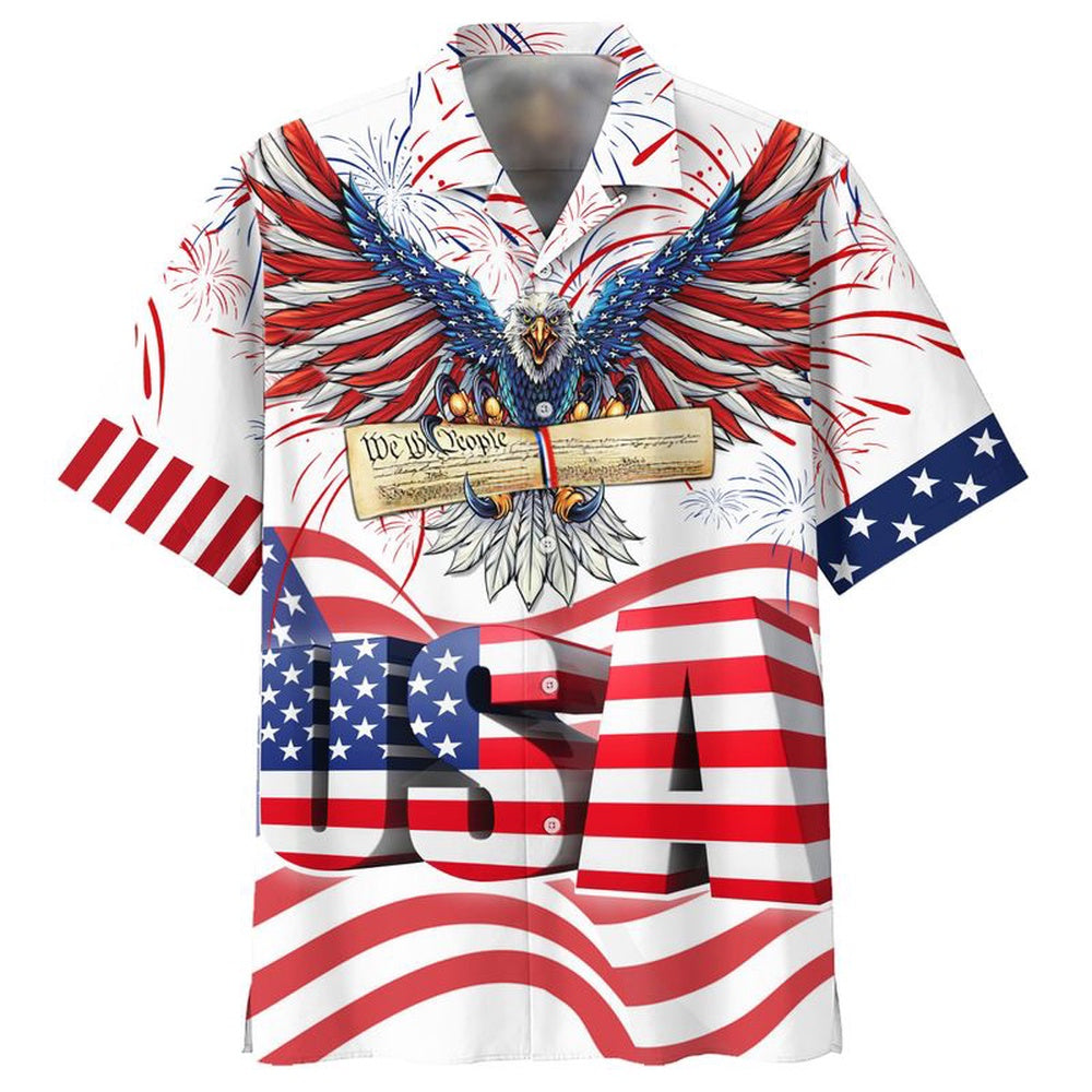 Happy Independence Day Flying Bald Eagles USA Hawaiian Shirt, Farm Hawaiian Shirt, Farmer Hawaii