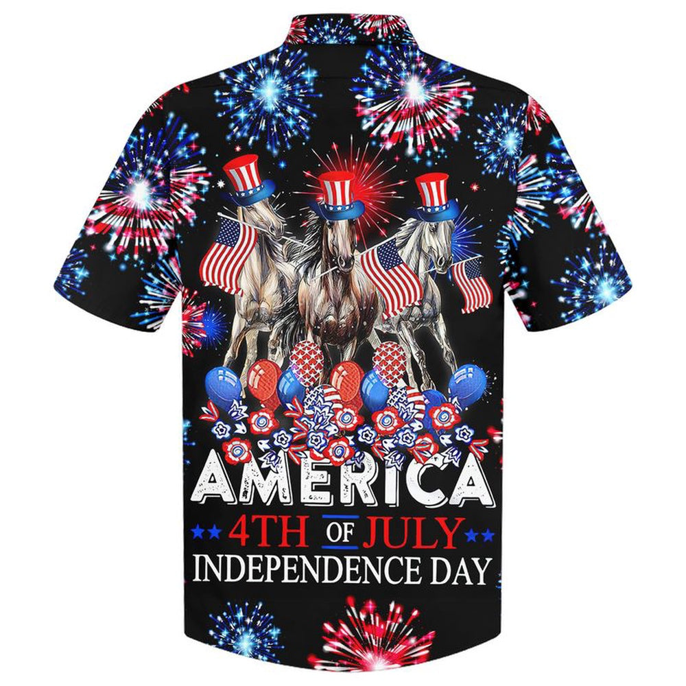 Happy Independence Day Horses 4th of July Hawaiian Shirt, Farm Hawaiian Shirt, Farmer Hawaii