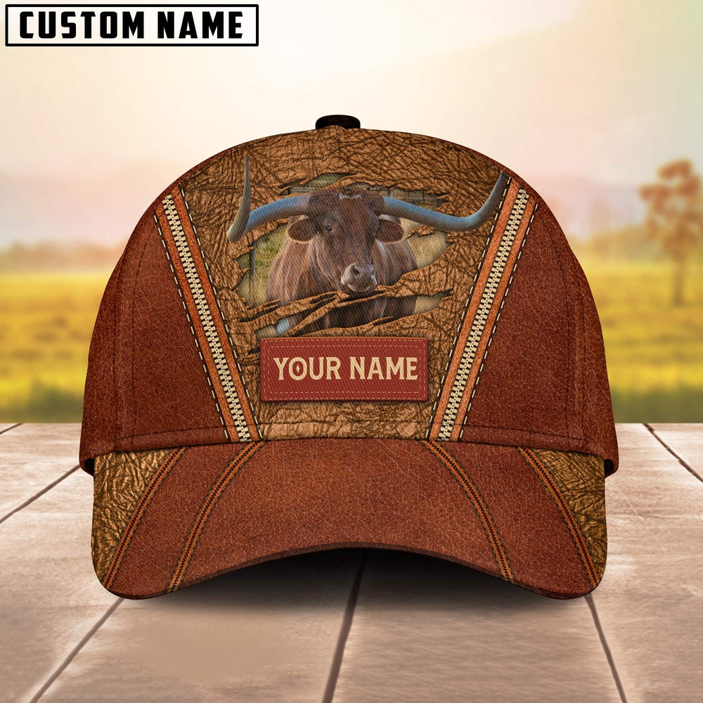 Happy Texas Longhorn Customized Name Cap, Farmer Cap, Cap For Farmers, Best Farm Hat, Farm Use Hat