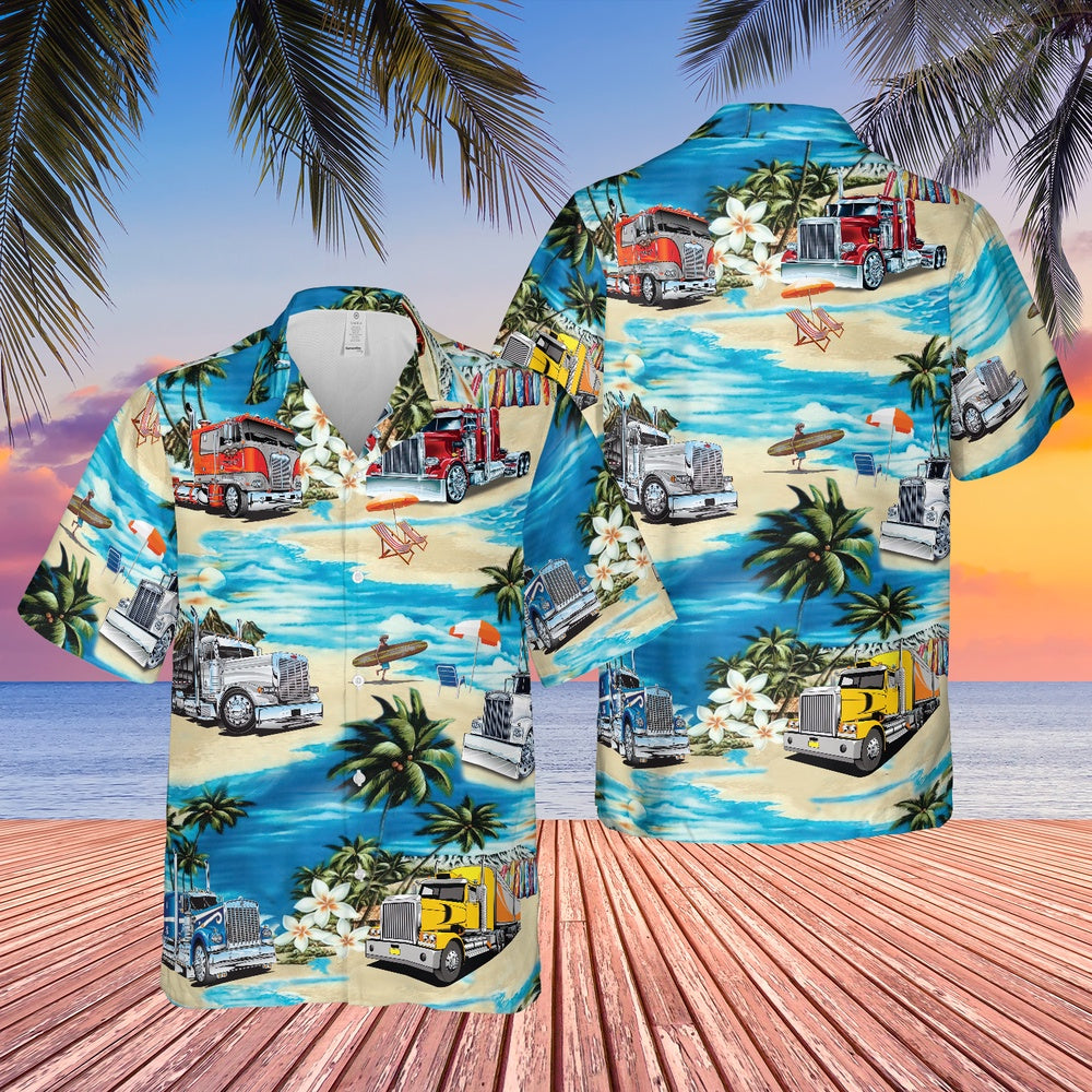 Hawaiian theme truck All 3D Printed Hawaiian shirt, Farm Hawaiian Shirt, Farmer Hawaii