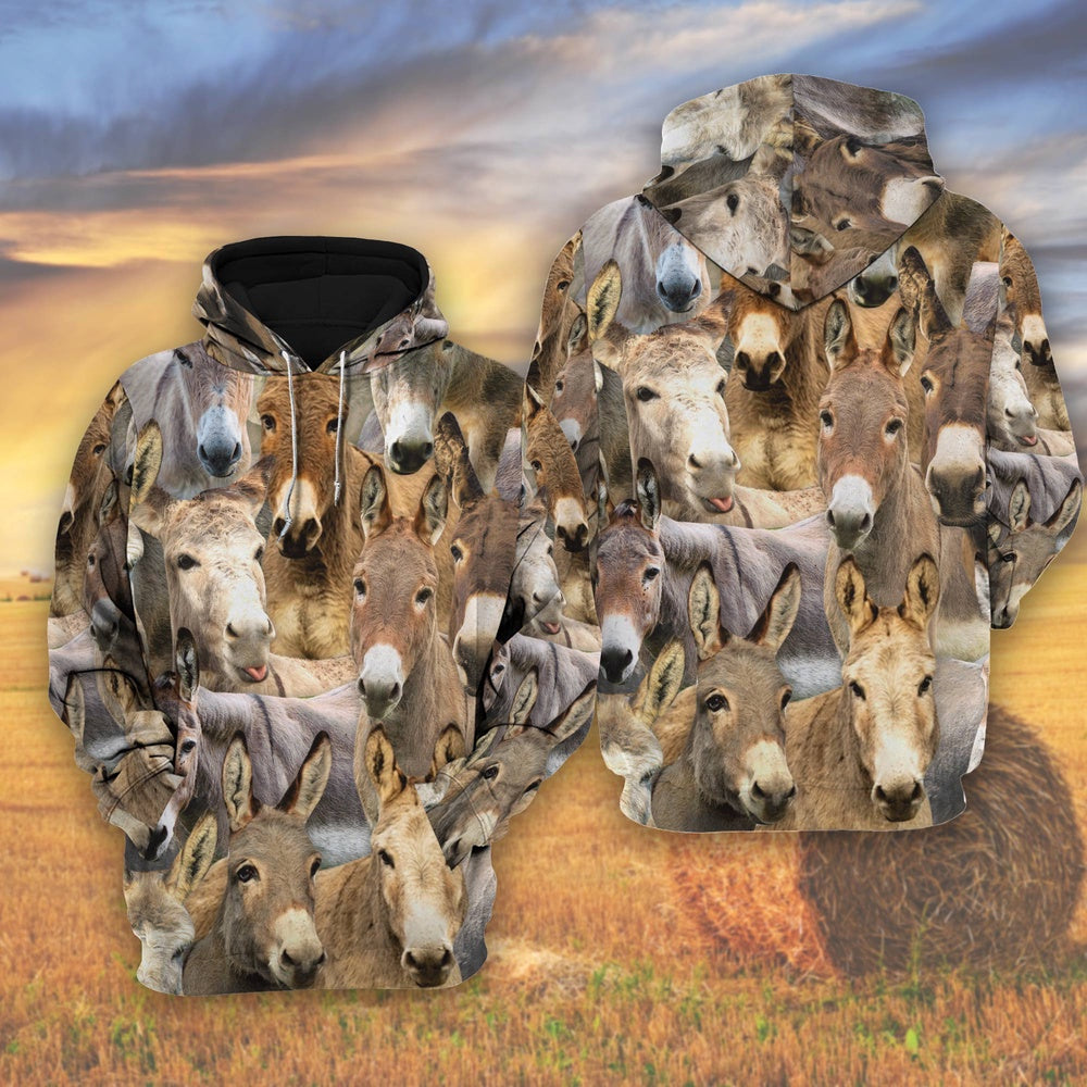 Herd Of Donkey All Over Printed Shirts, Farmer Hoodie, Farm Themed Shirts, Farm Tee Shirts