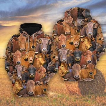Herd Of Gelbvieh All Over Printed Shirts, Farmer Hoodie, Farm Themed Shirts, Farm Tee Shirts