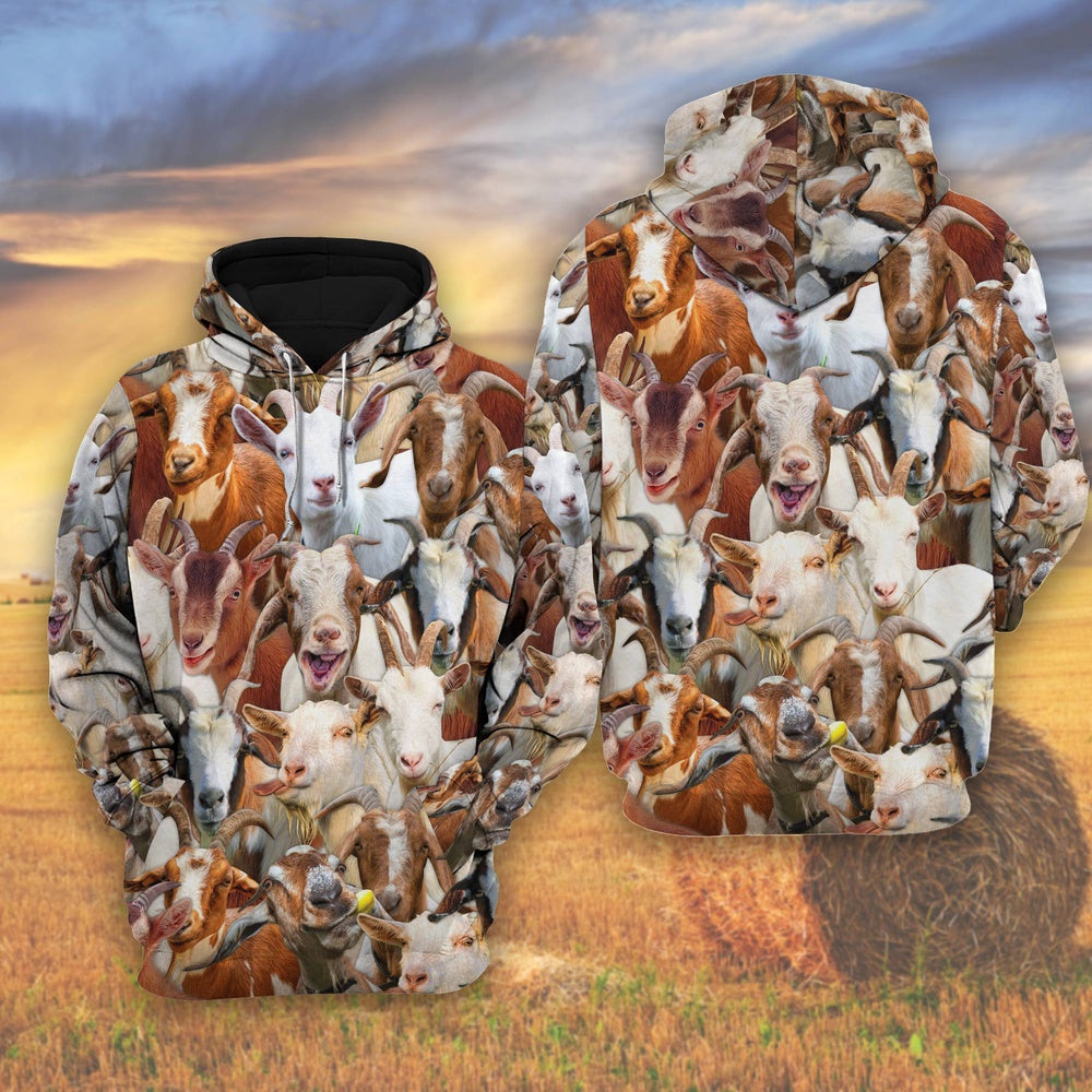 Herd Of Goat All Over Printed Shirts, Farmer Hoodie, Farm Themed Shirts, Farm Tee Shirts
