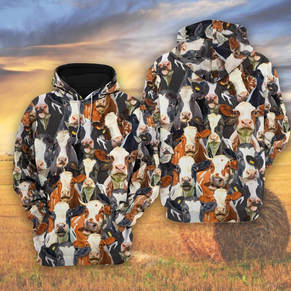 Herd Of Holstein Cattle All Over Printed Shirts, Farmer Hoodie, Farm Themed Shirts, Farm Tee Shirts
