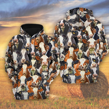 Herd Of Holstein Cattle All Over Printed Shirts, Farmer Hoodie, Farm Themed Shirts, Farm Tee Shirts