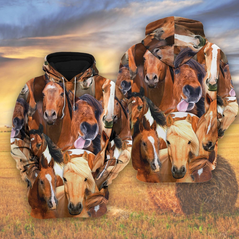 Herd Of Horses All Over Printed Shirts, Farmer Hoodie, Farm Themed Shirts, Farm Tee Shirts