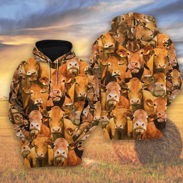 Herd Of Limousin Cattle All Over Printed Shirts, Farmer Hoodie, Farm Themed Shirts, Farm Tee Shirts