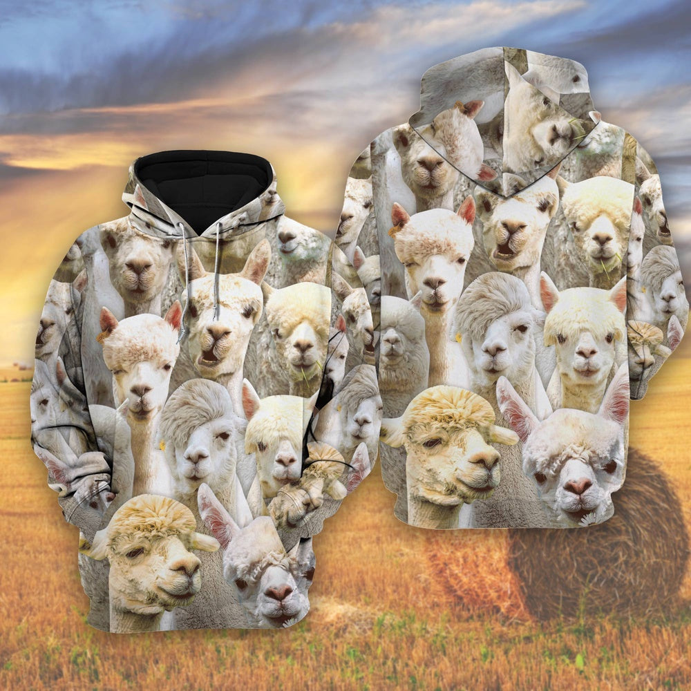 Herd Of Llamas All Over Printed Shirts, Farmer Hoodie, Farm Themed Shirts, Farm Tee Shirts