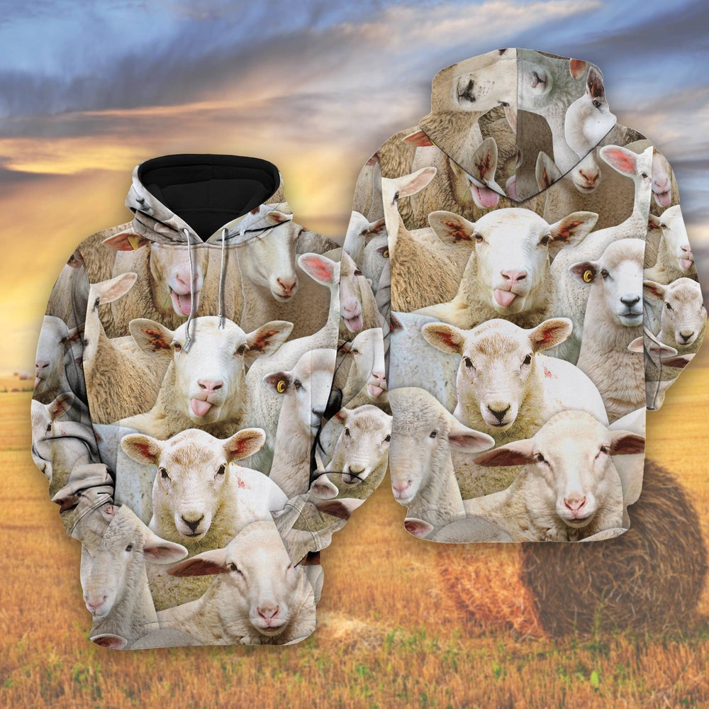 Herd Of Sheep 2 All Over Printed Shirts, Farmer Hoodie, Farm Themed Shirts, Farm Tee Shirts