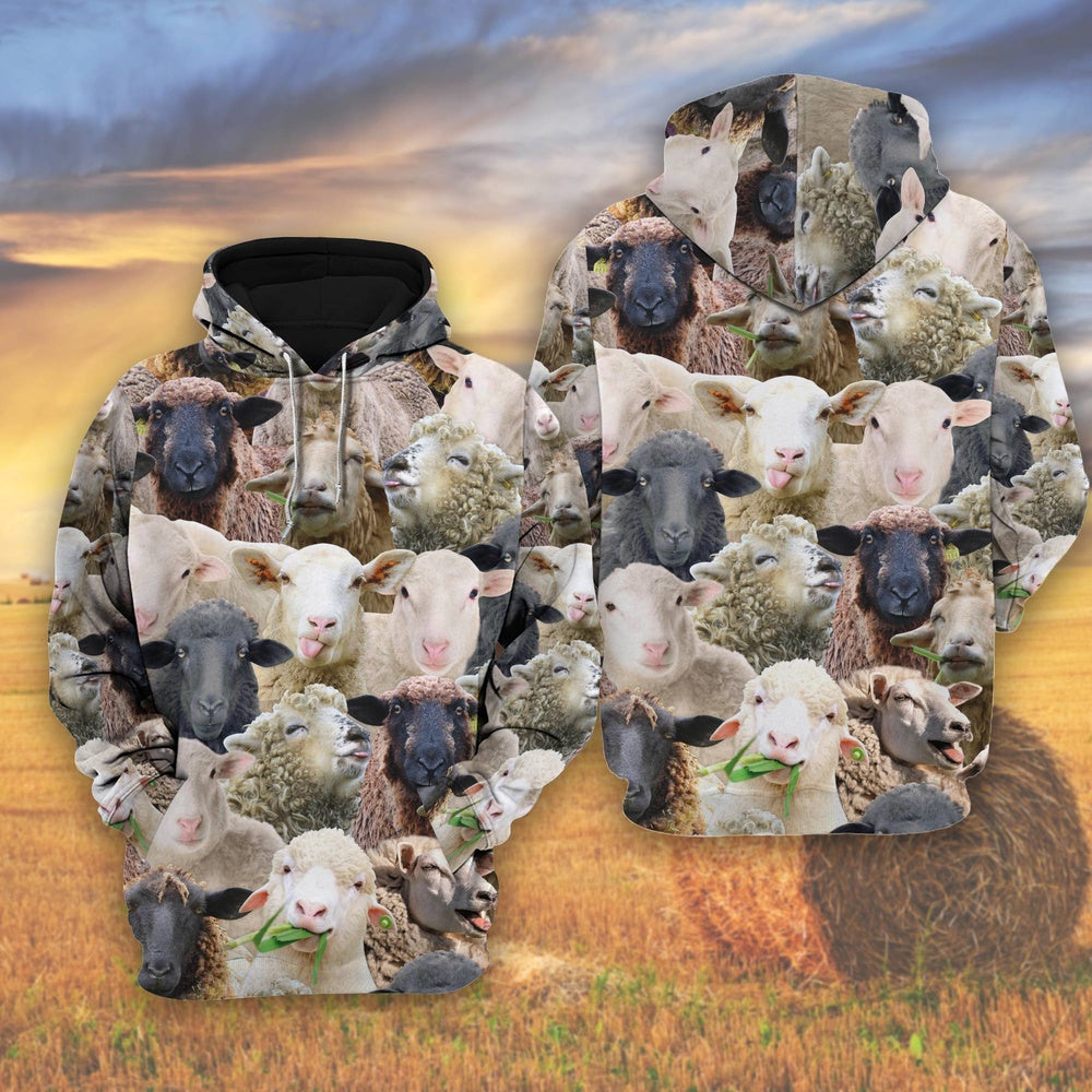 Herd Of Sheep All Over Printed Shirts, Farmer Hoodie, Farm Themed Shirts, Farm Tee Shirts