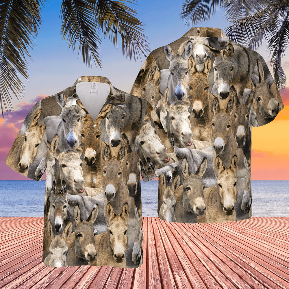 Herd of Donkeys All Over Printed Hawaiian Shirt, Farm Hawaiian Shirt, Farmer Hawaii