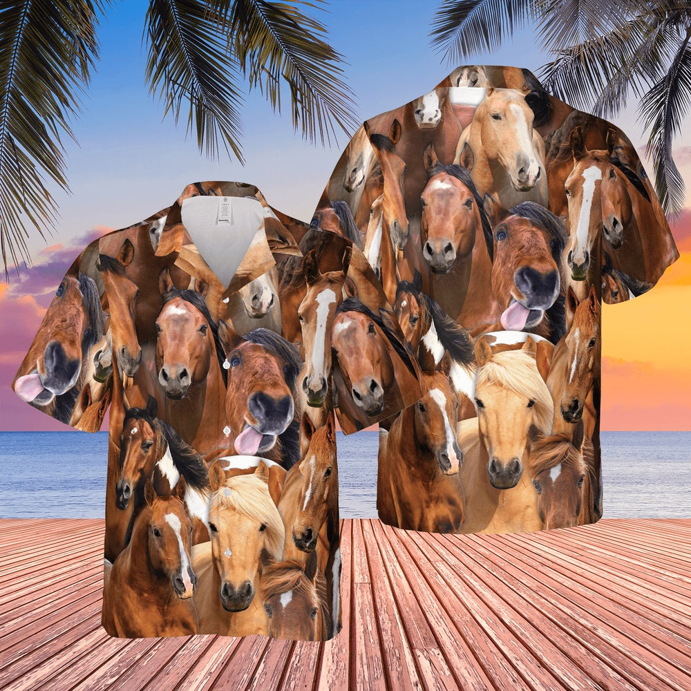 Herd of Horses All Over Printed Hawaiian Shirt, Farm Hawaiian Shirt, Farmer Hawaii